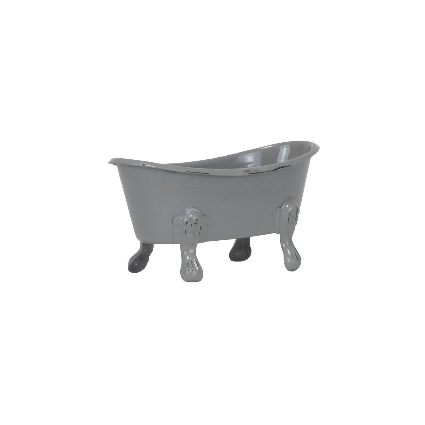 Mini Distressed Enamel Bathtub Soap Dish, Gray