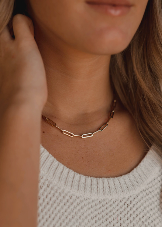 Strong + Full of Hope Paperclip style Necklace