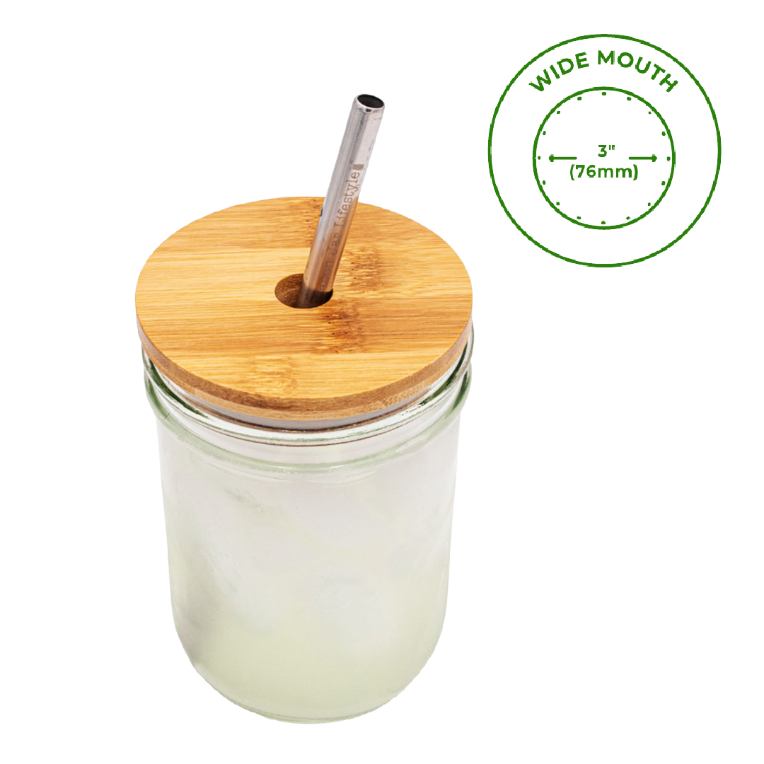 Bamboo Straw Hole Tumbler Lid for Mason Jars