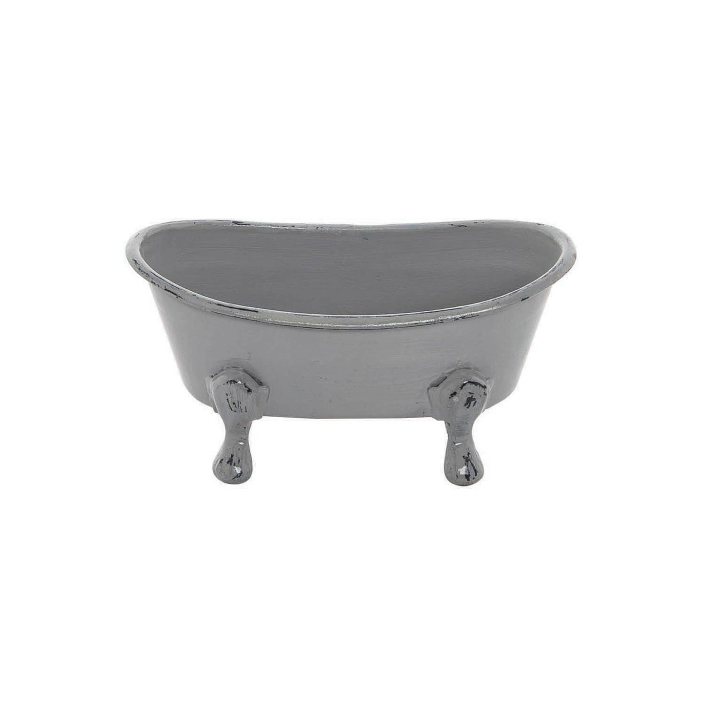 Mini Distressed Enamel Bathtub Soap Dish, Gray