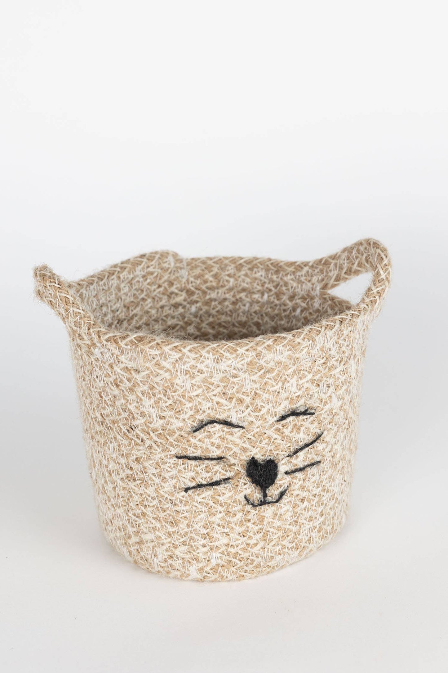 Cat Face Jute Basket - Small