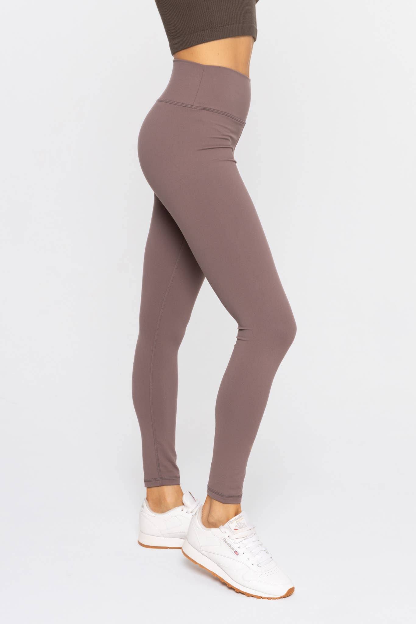 Nylon-Blend Essential Solid Leggings, black or deep taupe