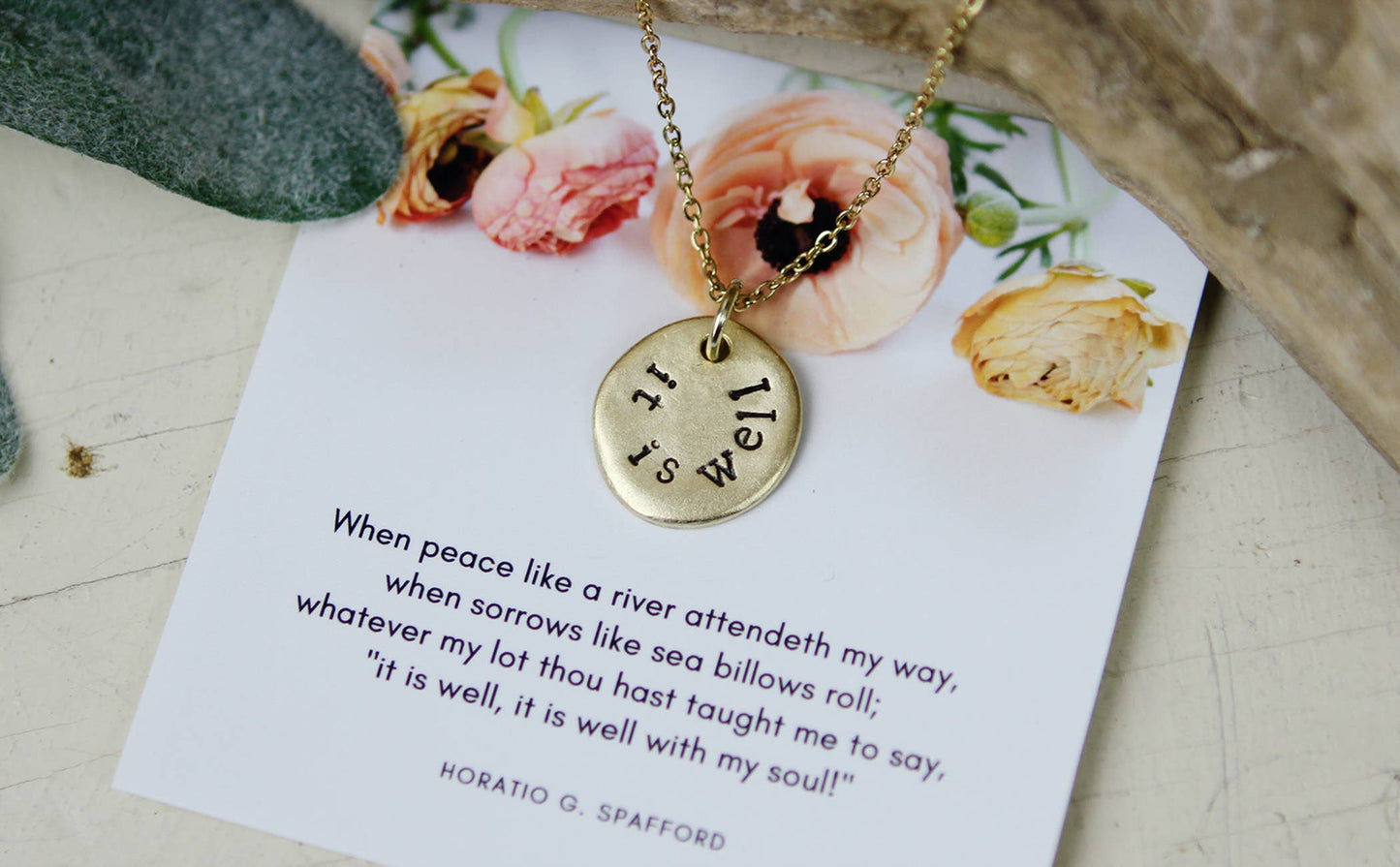 It Is Well Hand Stamped Scripture Necklace