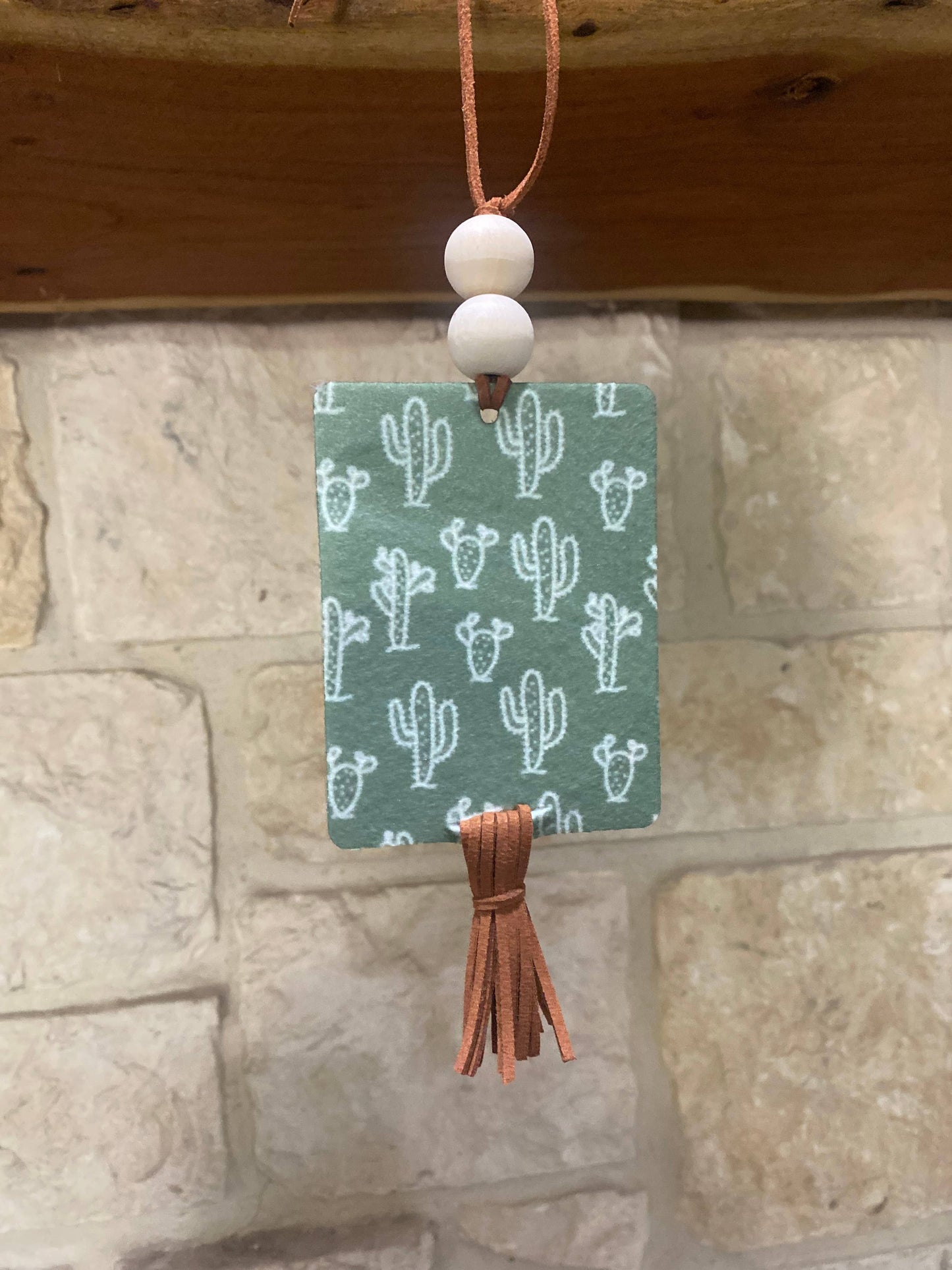 Green Cactus hanging car freshener and spray