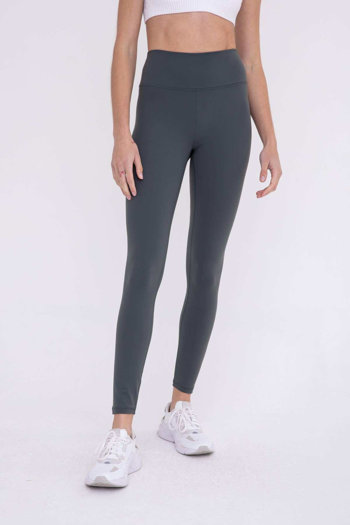 Nylon-Blend Essential Solid Leggings, black or deep taupe