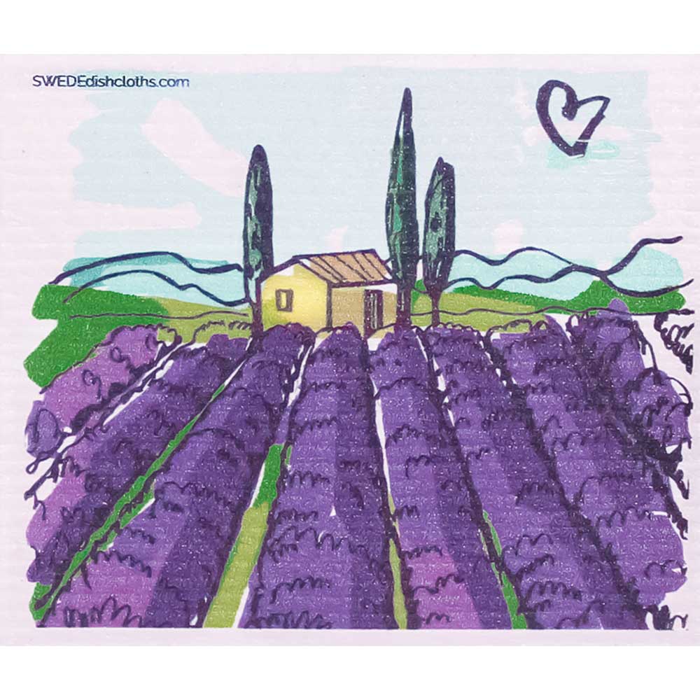 Swedish Dishcloth lavender field Tuscany Vinyard