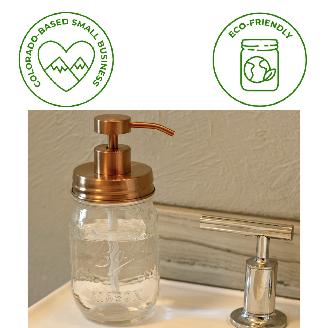 Rose Gold Soap Pump Lid Kit for Regular Mouth Mason Jars