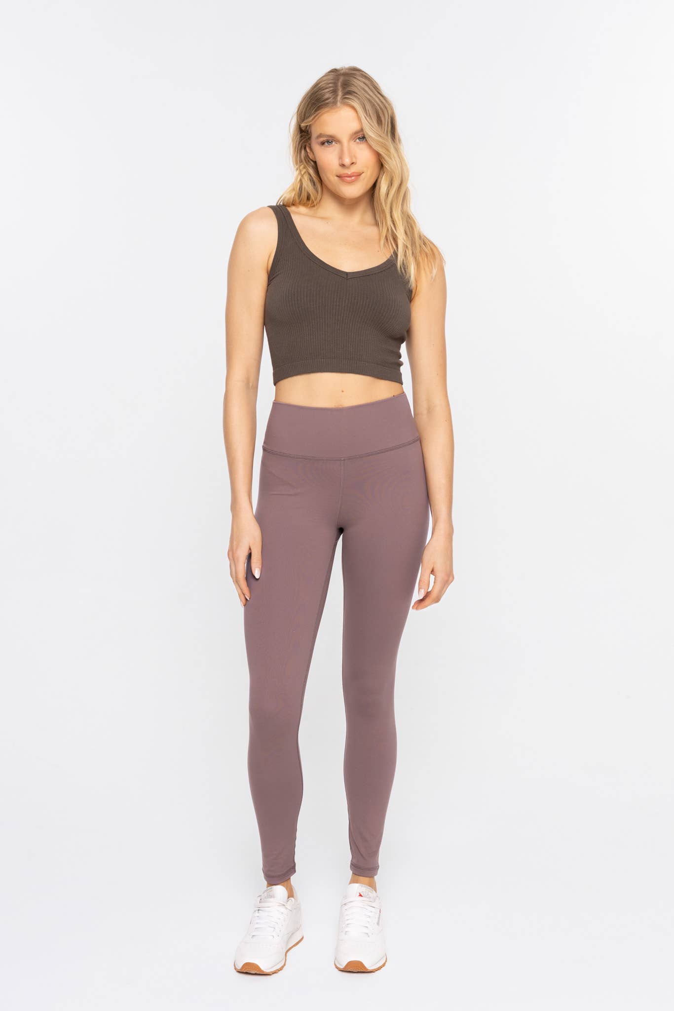 Nylon-Blend Essential Solid Leggings, black or deep taupe