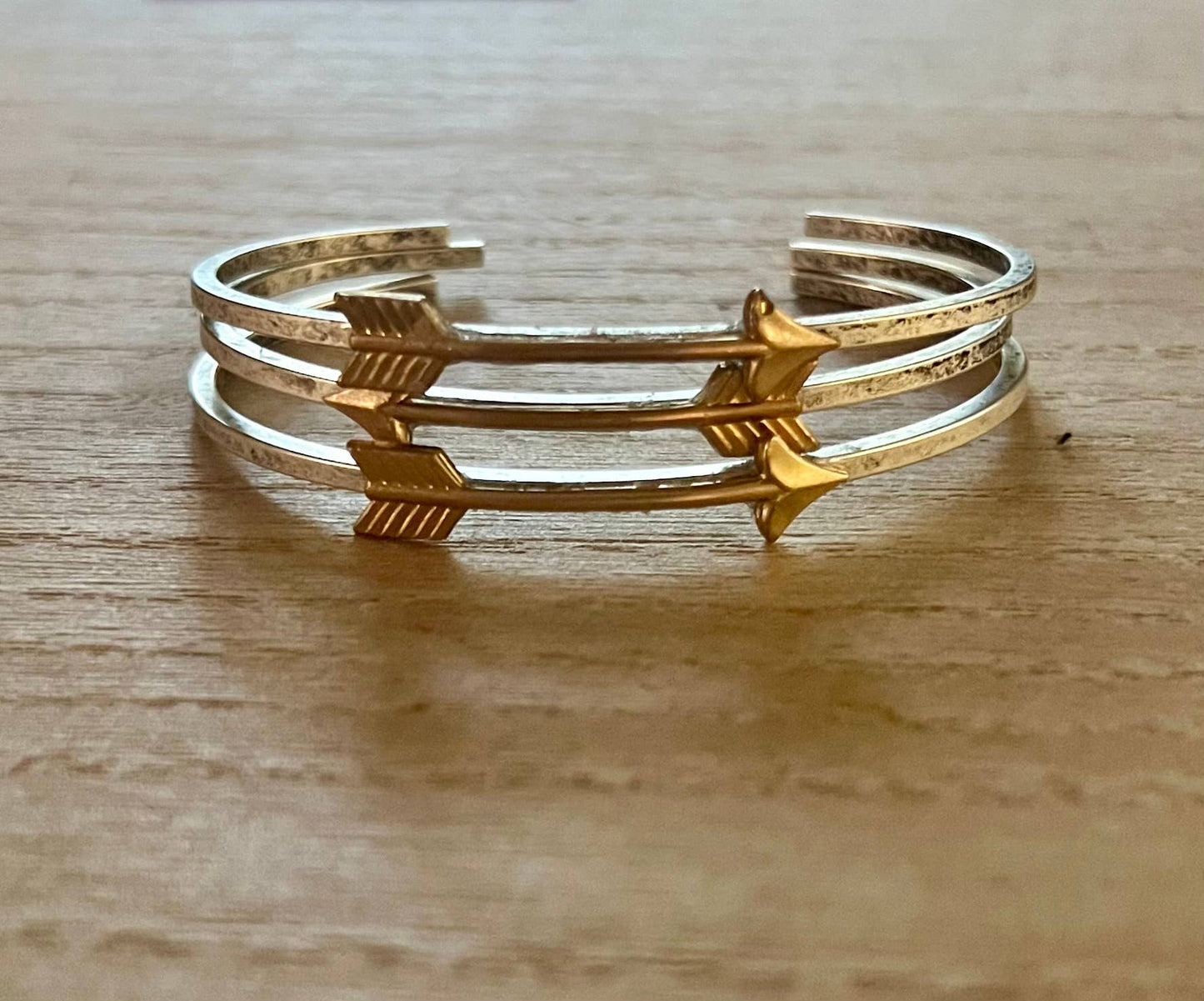 Arrow mixed metal cuff bracelet