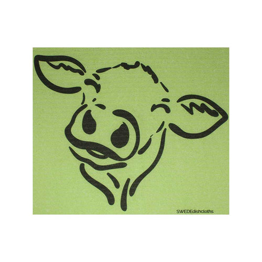 Swedish Dishcloth Cow Silhouette on Green