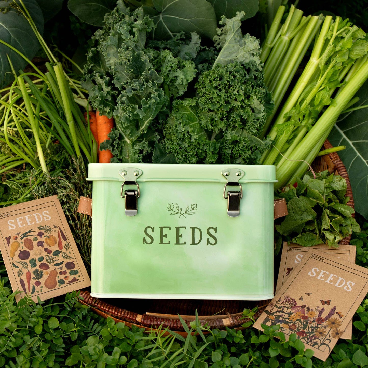 Green Thumb Tin Seed Storage Box