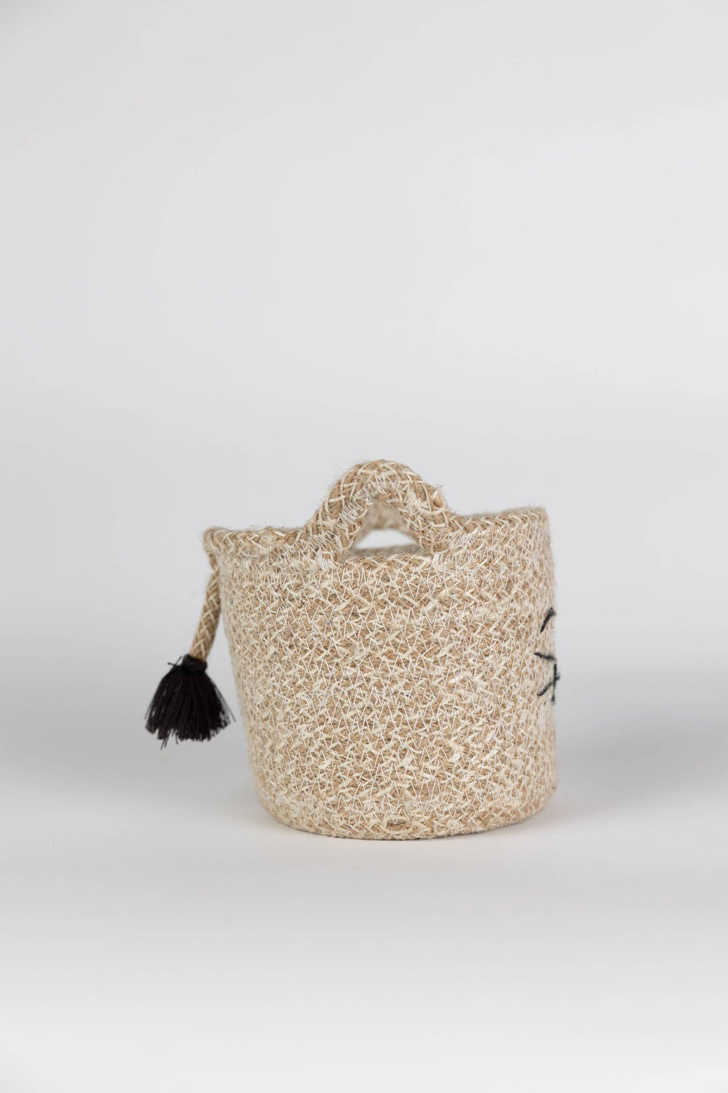 Cat Face Jute Basket - Small