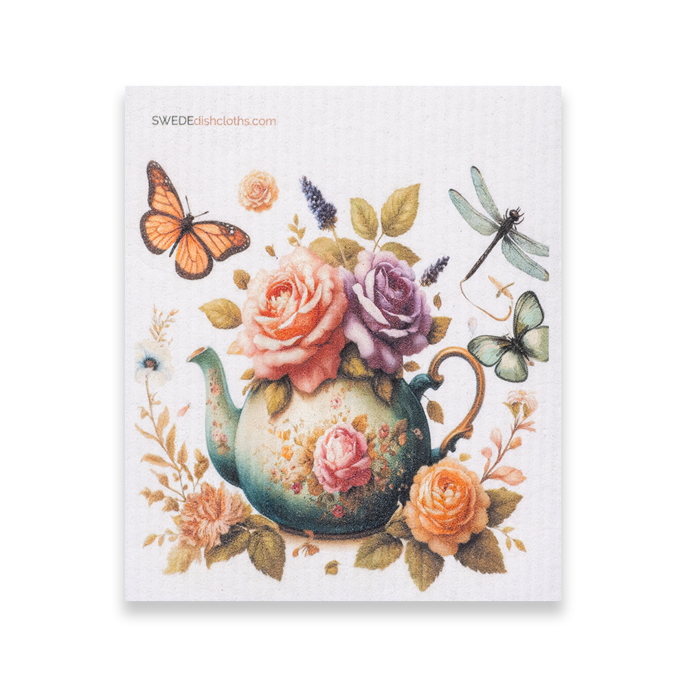 Swedish Dishcloth Roses with Butterflies