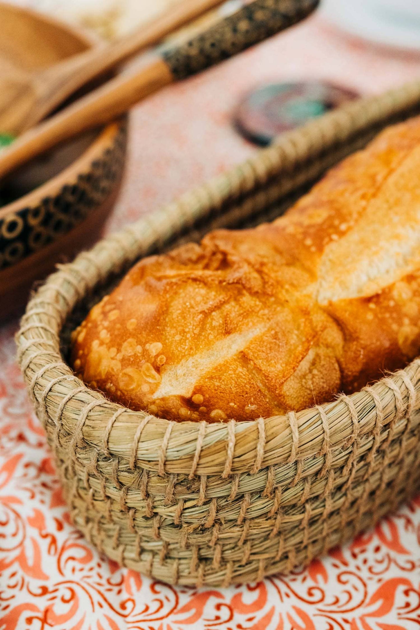 Toasty Long Bread Basket with terracotta insert