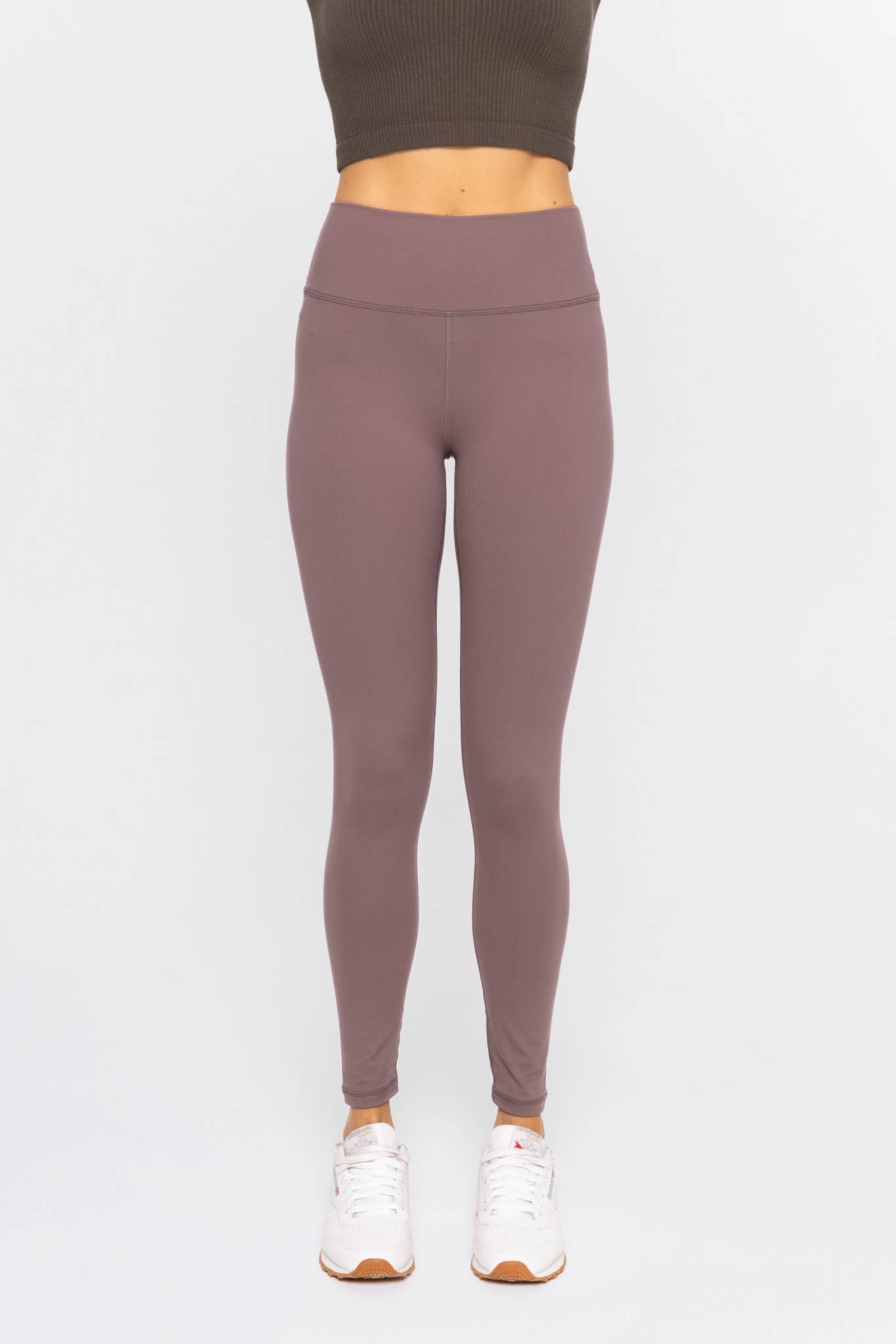 Nylon-Blend Essential Solid Leggings, black or deep taupe