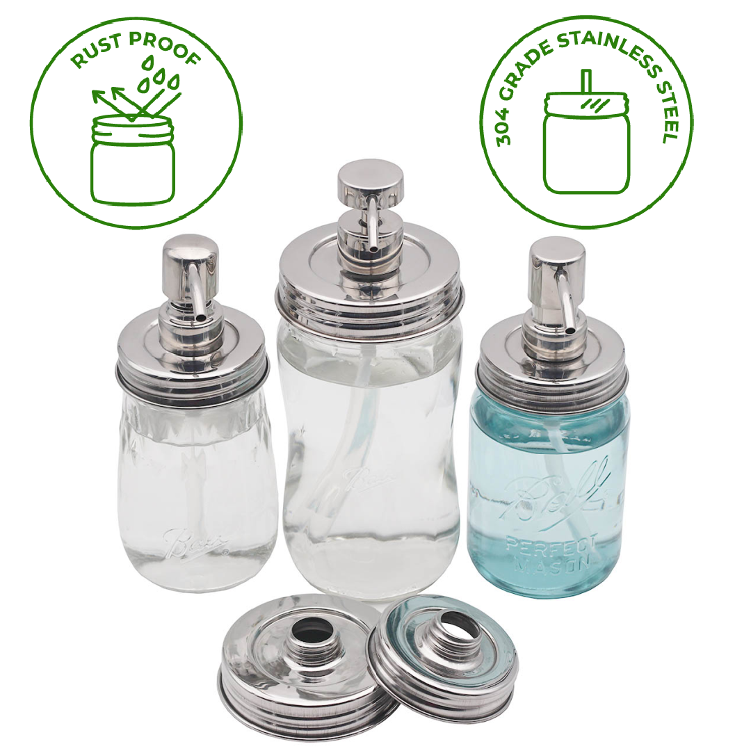 Mirror / Chrome Soap Pump Dispensers for Mason Jars