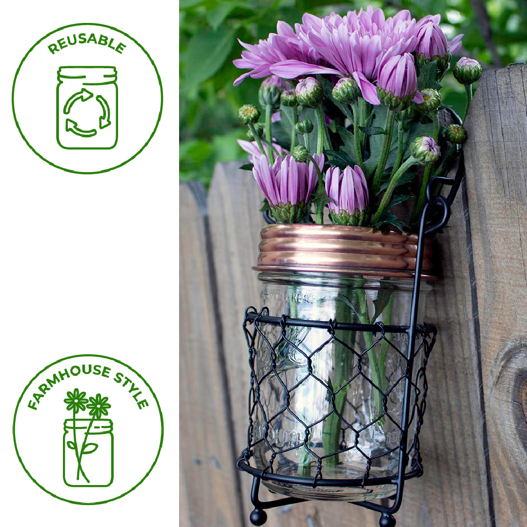 Shiny Copper Flower Organizer Frog Lid for Mason Jars