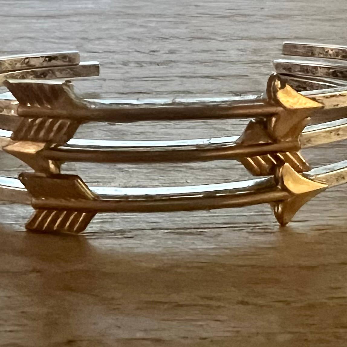 Arrow mixed metal cuff bracelet