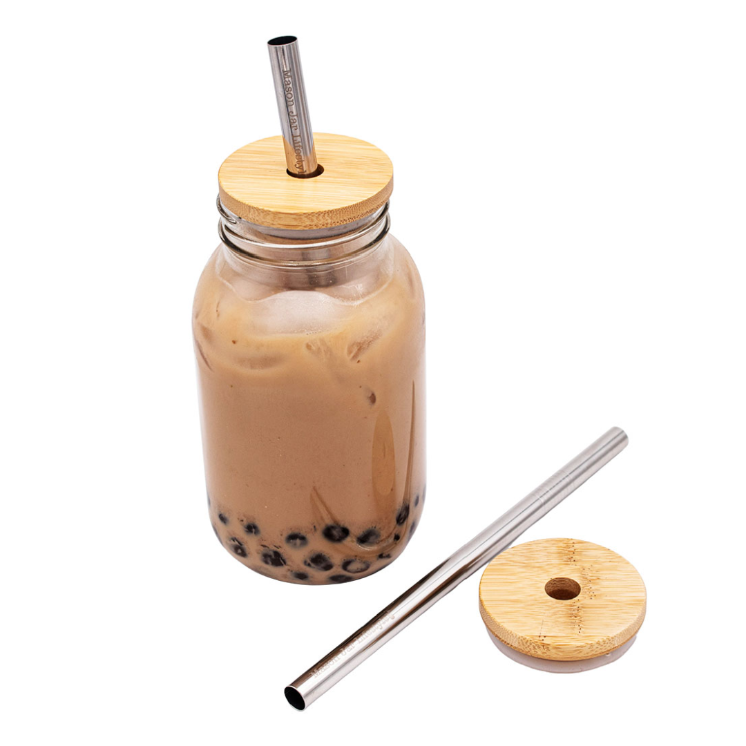 Bamboo Straw Hole Tumbler Lid for Mason Jars