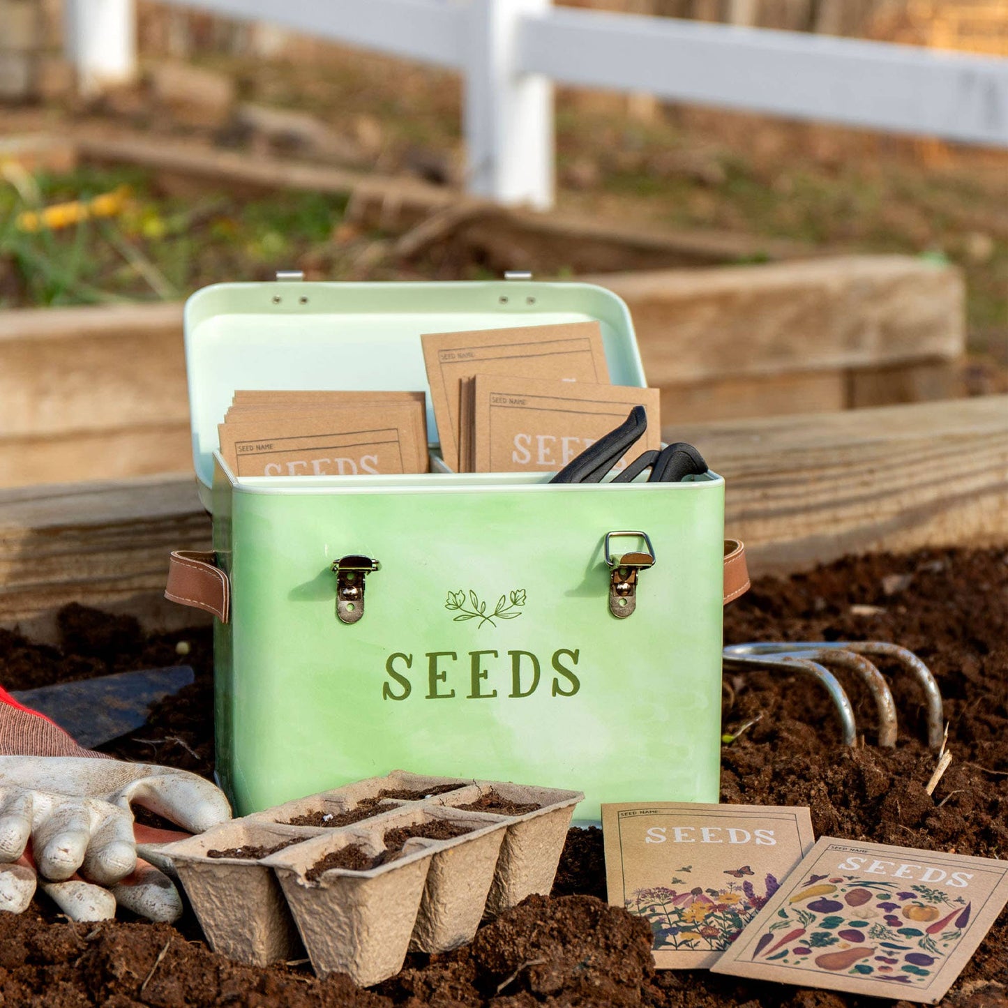 Green Thumb Tin Seed Storage Box