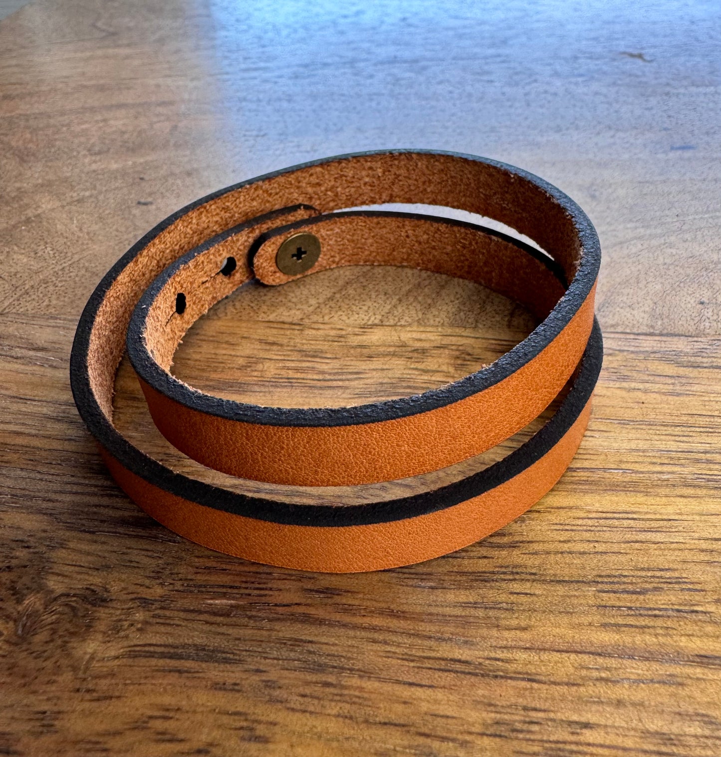 Double Wrap Leather Bracelet - Adjustable Stud Cuff