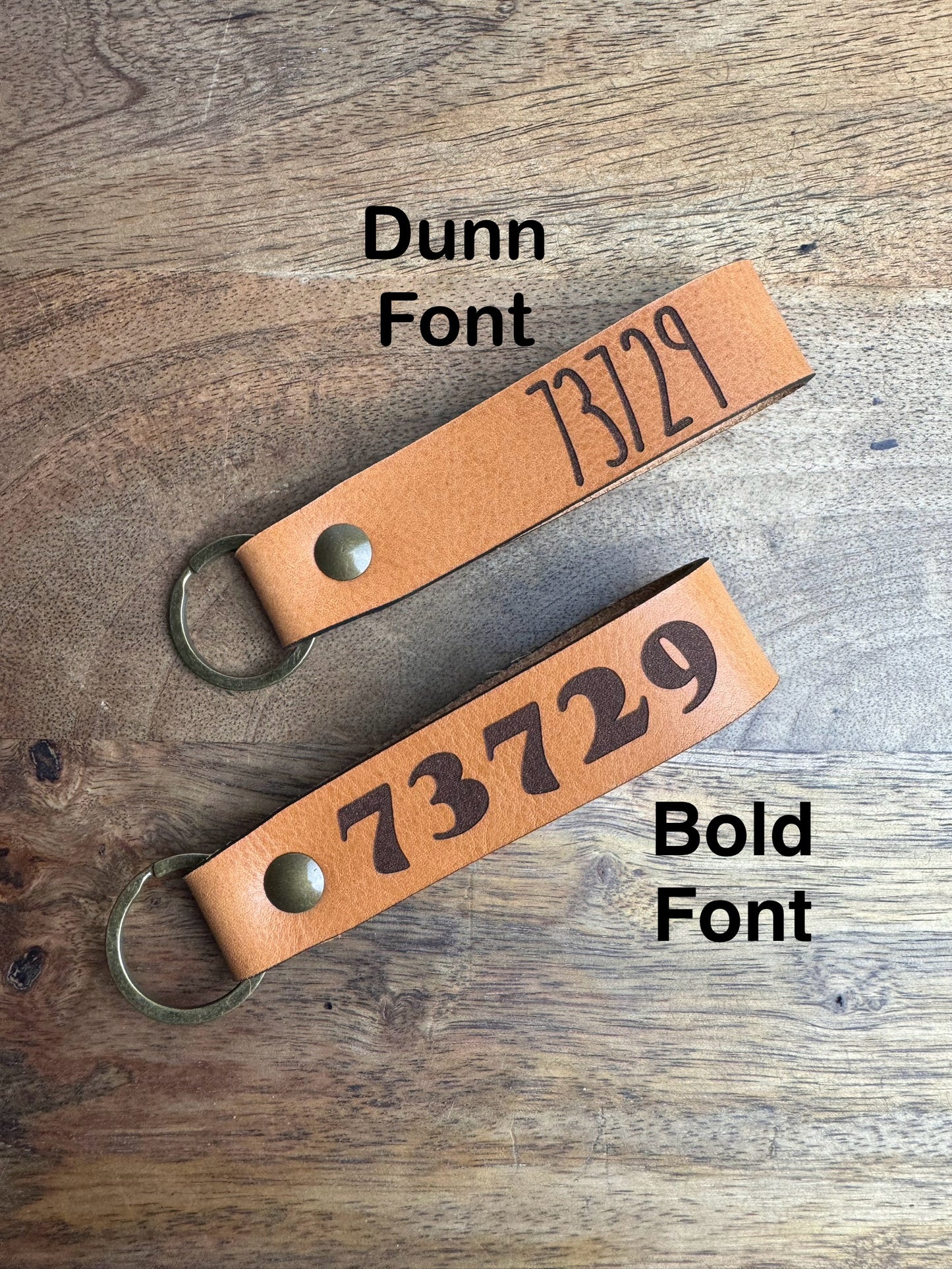 73729 Zip Code Leather Keychain