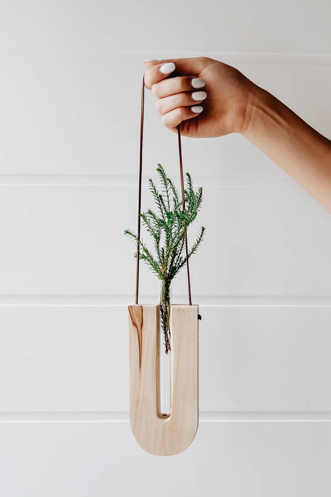 Blossom Hanging - Light wood tube vase