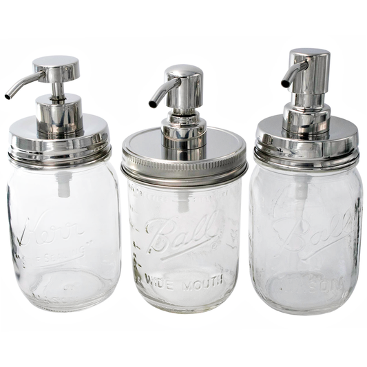 Mirror / Chrome Soap Pump Dispensers for Mason Jars