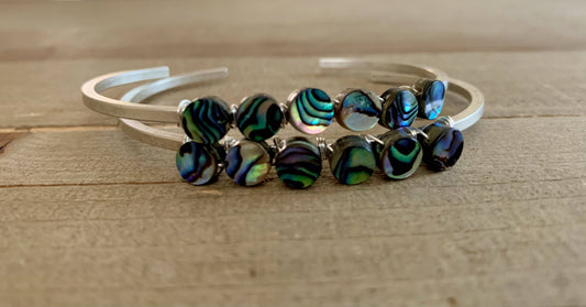 Overzealous- paua abalone silver cuff bracelet