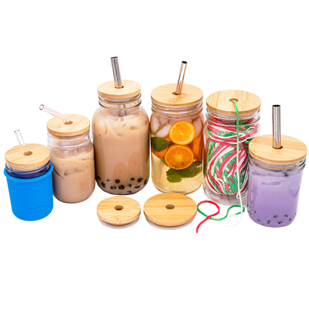 Bamboo Straw Hole Tumbler Lid for Mason Jars