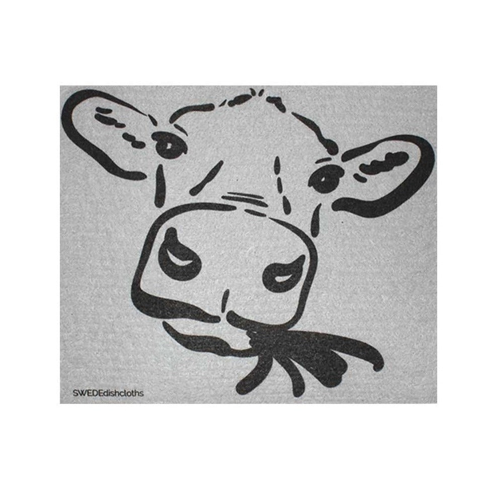 Swedish Dishcloth Cow Silhouette on Gray