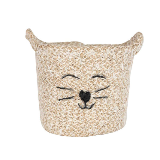 Cat Face Jute Basket - Small