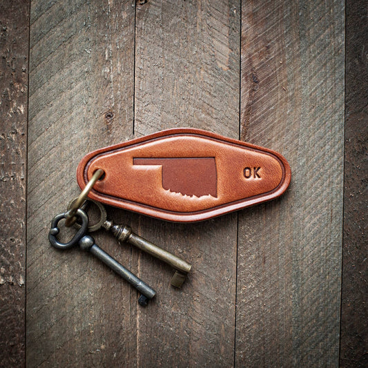 Oklahoma Leather Keychain Motel Style